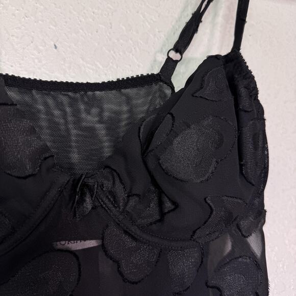 Victorias Secret Slip Dress Womens Small Sheer Heart Flocked Maxi Y2K Lingerie - Picture 7 of 12